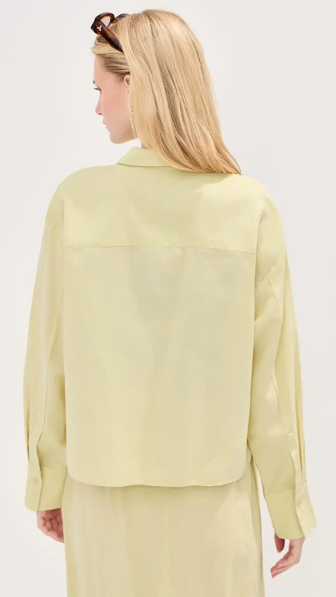 LE BOP Felicity Boxy Cropped Linen Button Down | Thumbnail 3