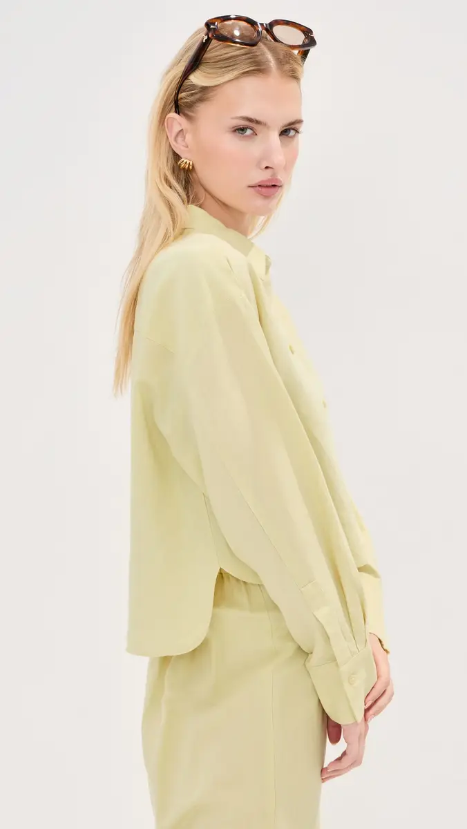 LE BOP Felicity Boxy Cropped Linen Button Down | Thumbnail 4