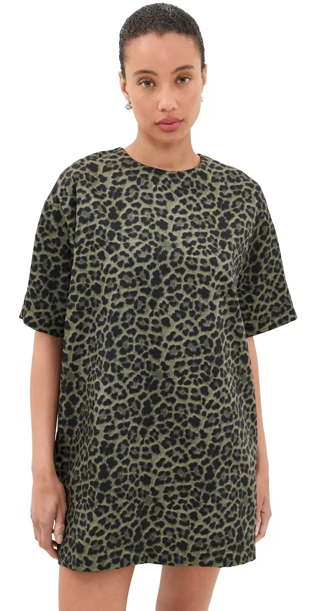 Marques'Almeida Bonded Satin T-Shirt Dress Green Leo | Image 1 Marques'Almeida Bonded Satin T-Shirt Dress Green Leo | Image 1