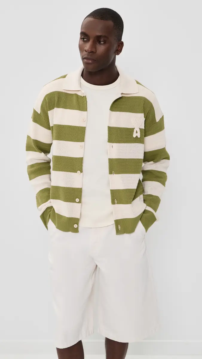 AMI Striped Polo Collar Cardigan | Thumbnail 2