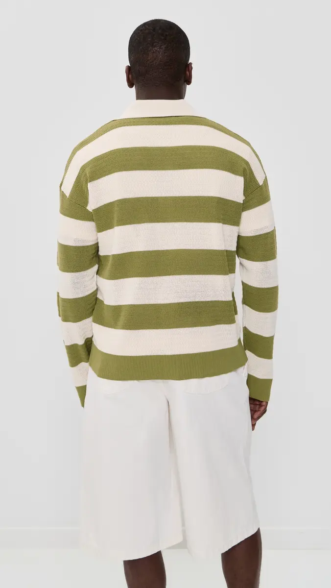 AMI Striped Polo Collar Cardigan | Thumbnail 3