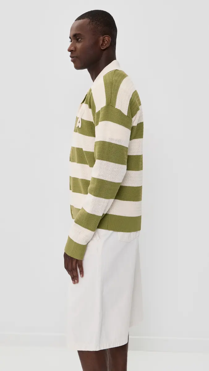 AMI Striped Polo Collar Cardigan | Thumbnail 4