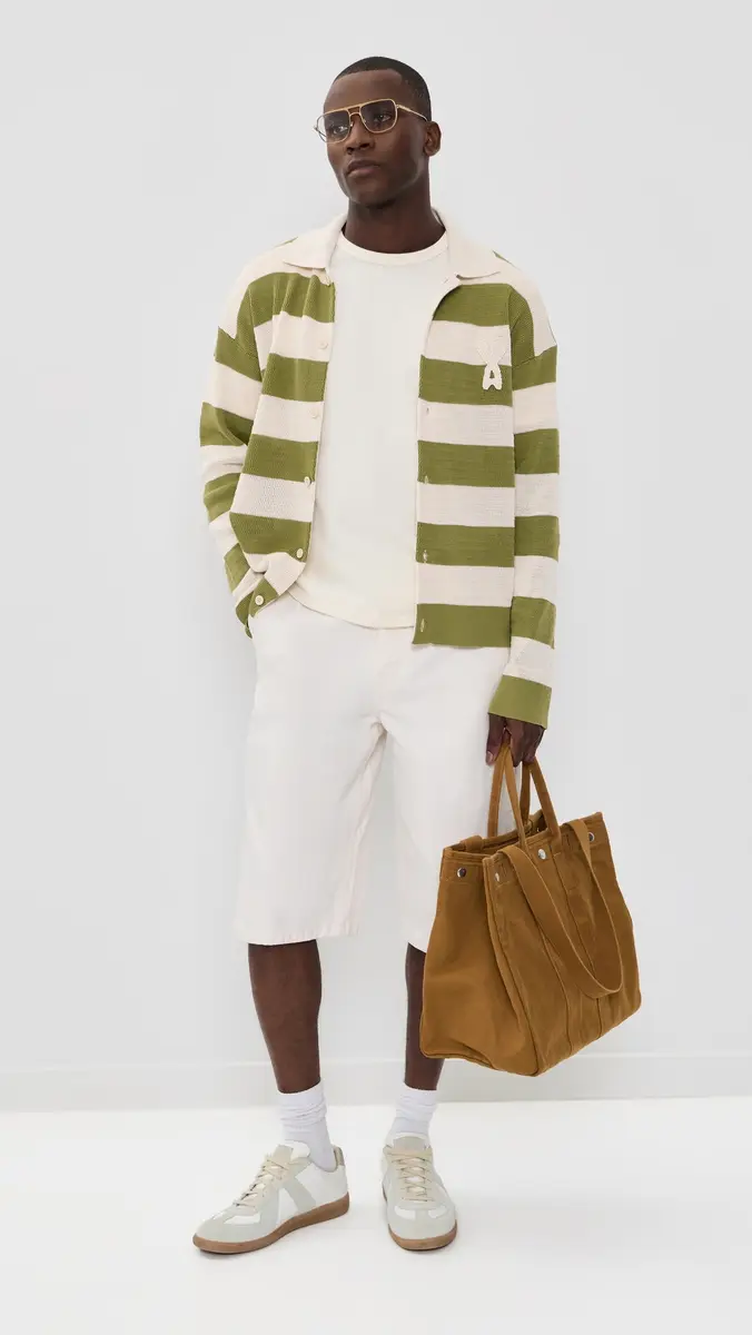 AMI Striped Polo Collar Cardigan | Thumbnail 5