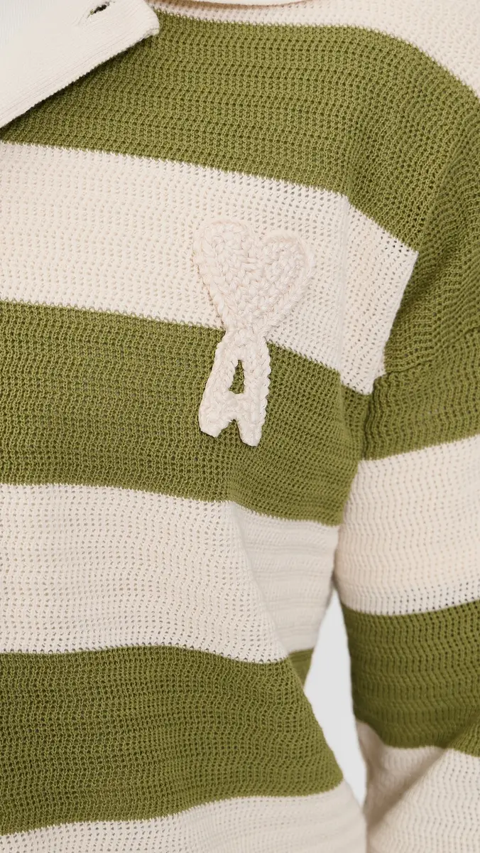AMI Striped Polo Collar Cardigan | Thumbnail 6