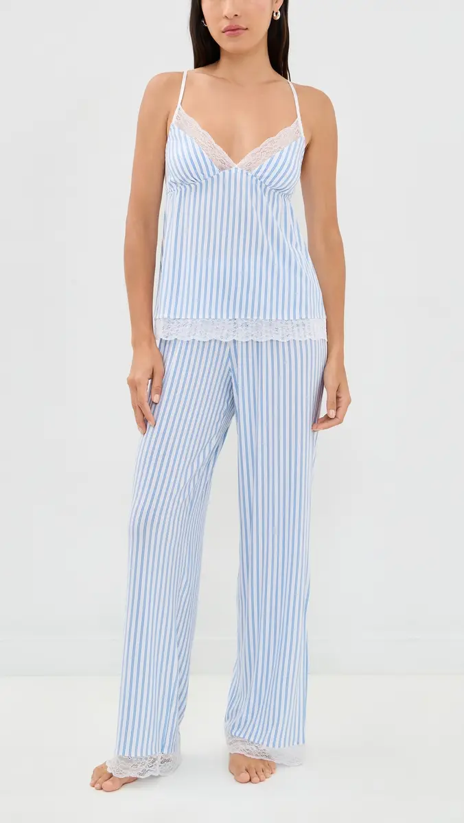 Eberjey Isla Cami and Pant Set Regatta Stripe Summer Blue/White | Thumbnail 2 Eberjey Isla Cami and Pant Set Regatta Stripe Summer Blue/White | Thumbnail 2