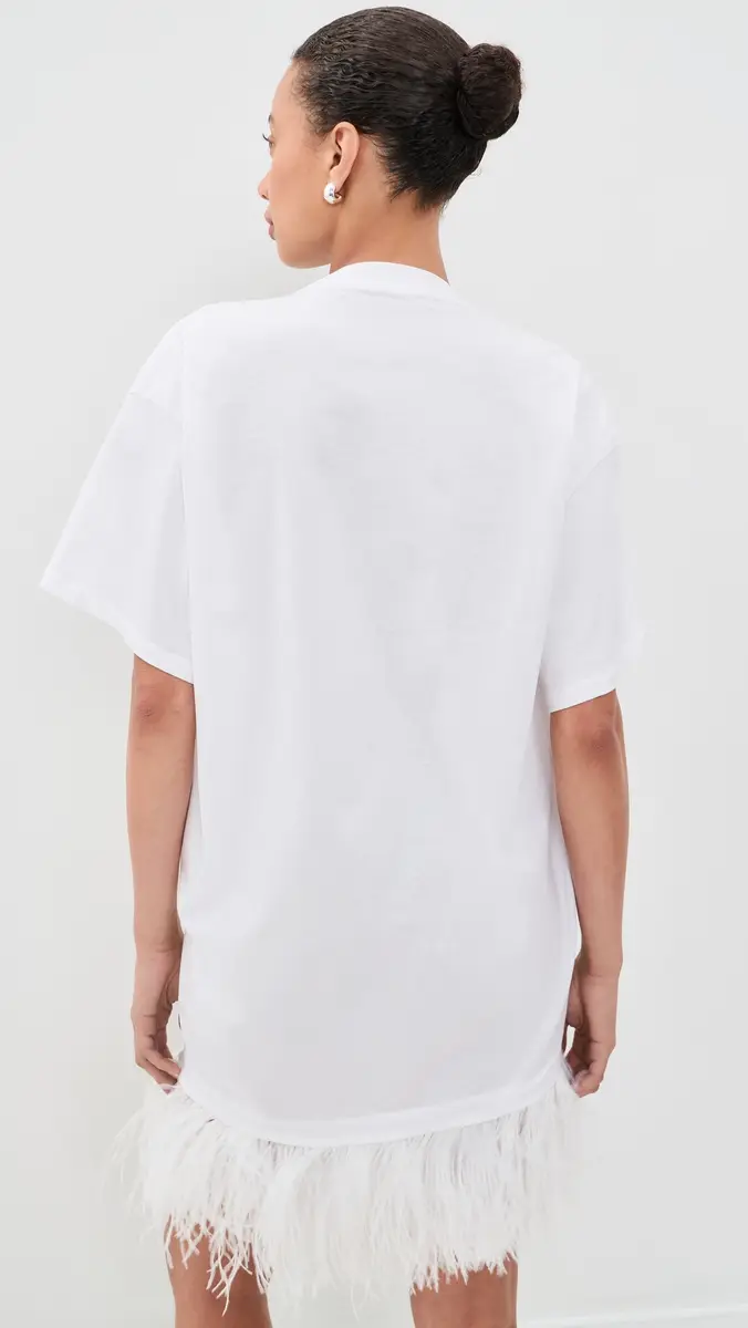 MARQUES ALMEIDA Ostrich Feather Hem T-Shirt Dress | Thumbnail 4 MARQUES ALMEIDA Ostrich Feather Hem T-Shirt Dress | Thumbnail 4
