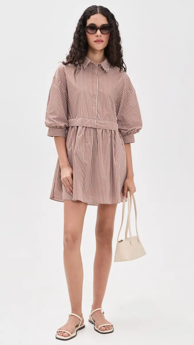 English Factory Stripe Puff Sleeve Shirt Dress | Thumbnail 5 English Factory Stripe Puff Sleeve Shirt Dress | Thumbnail 5