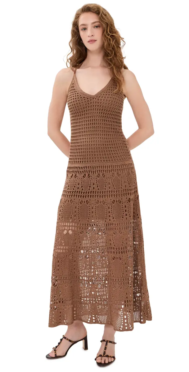 Dress To Vintage Tricot Maxi Dress Brown Castanha | Image 1 Dress To Vintage Tricot Maxi Dress Brown Castanha | Image 1
