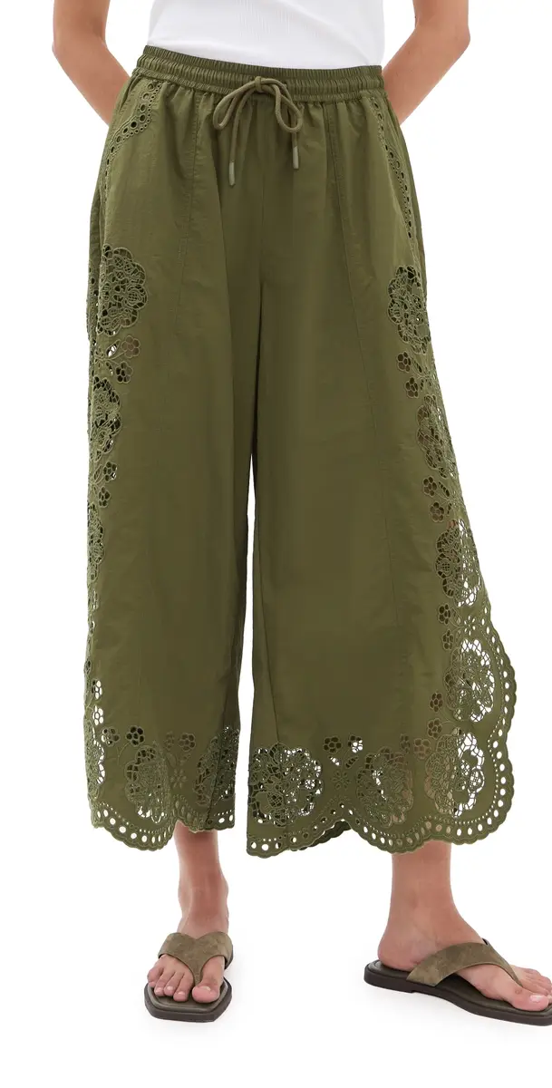 Sea Vittoria Eyelet Pants Olive | Image 1 Sea Vittoria Eyelet Pants Olive | Image 1
