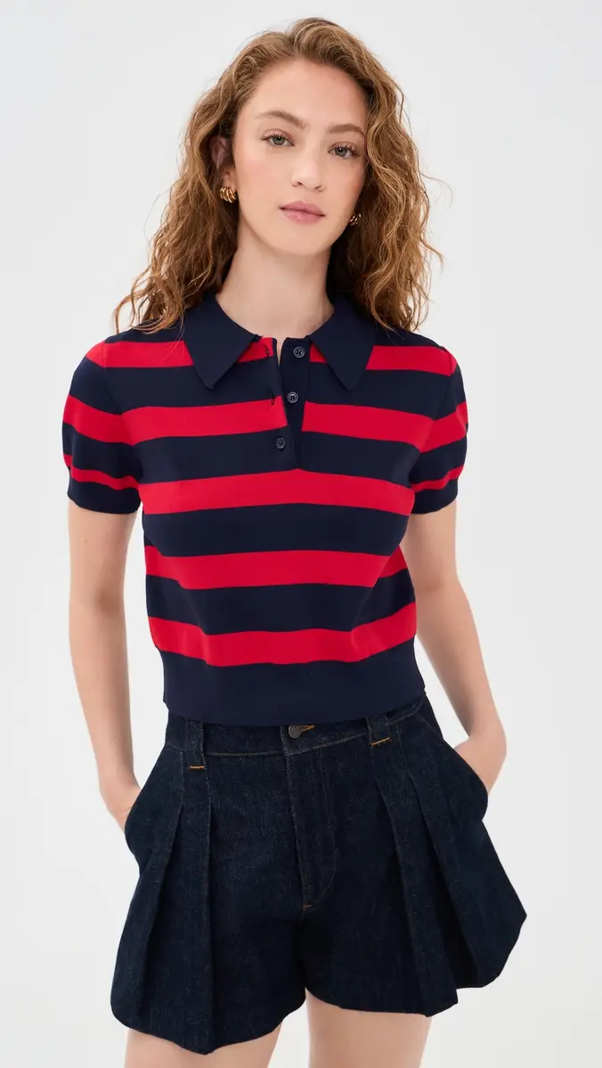 English Factory Striped Polo Knit Top | Thumbnail 2