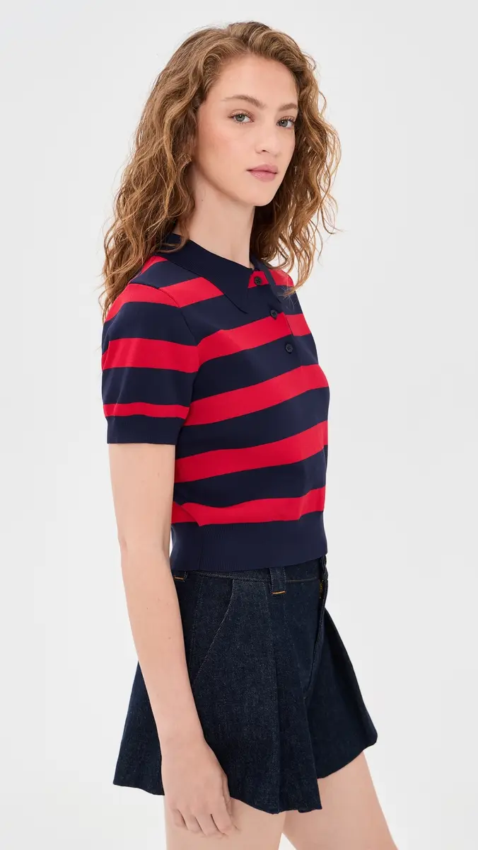 English Factory Striped Polo Knit Top | Thumbnail 4