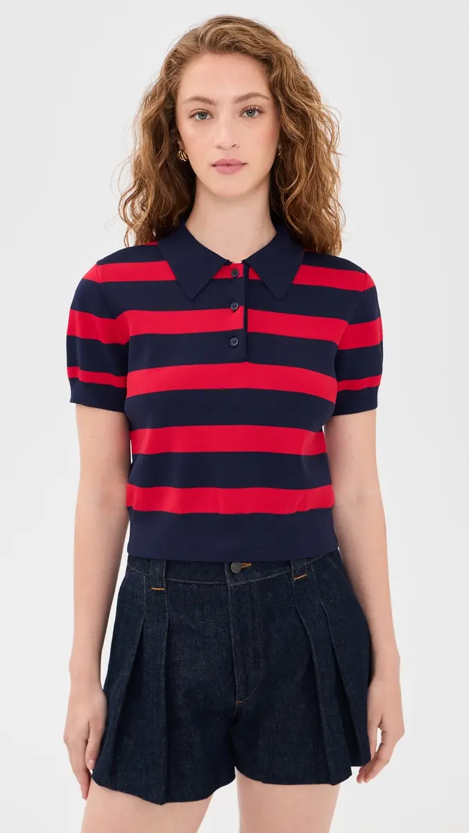 English Factory Striped Polo Knit Top | Thumbnail 6