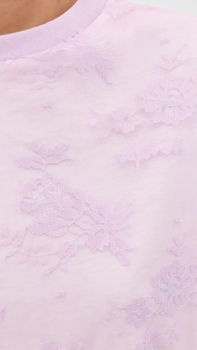MARQUES ALMEIDA Relaxed Fit T-Shirt with Lace Overlayer Pink | Thumbnail 6 MARQUES ALMEIDA Relaxed Fit T-Shirt with Lace Overlayer Pink | Thumbnail 6