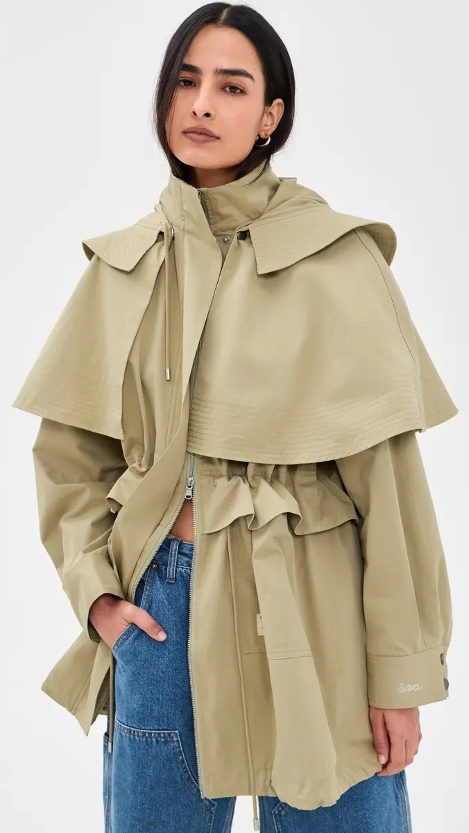 Sea Odessa Workwear Mid-Length Cape Coat | Thumbnail 2 Sea Odessa Workwear Mid-Length Cape Coat | Thumbnail 2