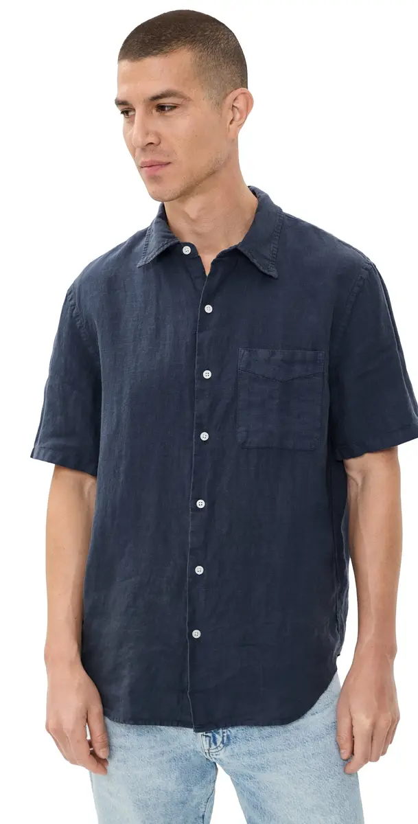Madewell Short Sleeve Linen Shirt Ink | Image 1 Madewell Short Sleeve Linen Shirt Ink | Image 1