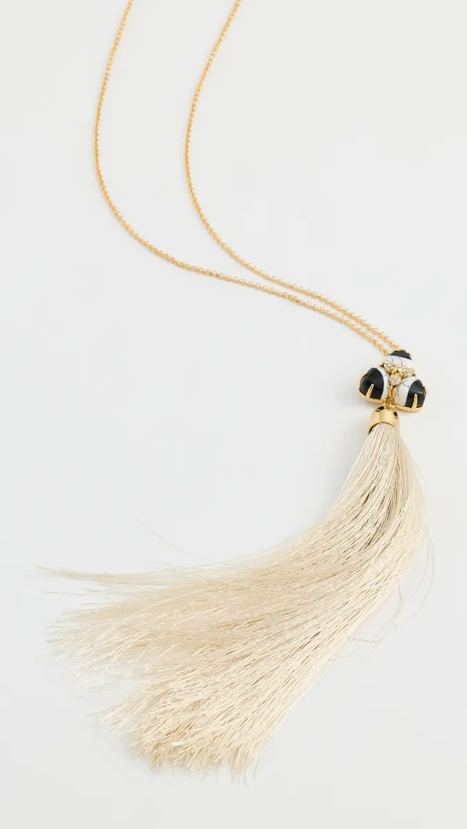 Lele Sadoughi Striped Orchid Tassel Necklace | Thumbnail 2