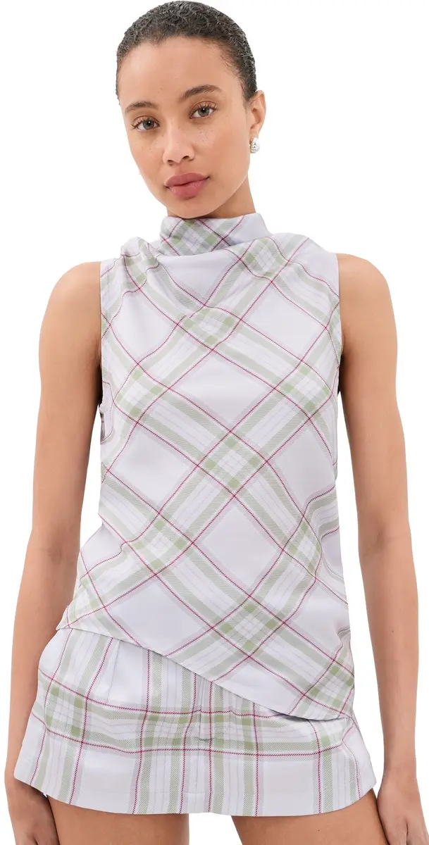 MARQUES ALMEIDA Lightweight Drill Cowl Neck Top Tartan Plaid 6 | Image 1 MARQUES ALMEIDA Lightweight Drill Cowl Neck Top Tartan Plaid 6 | Image 1