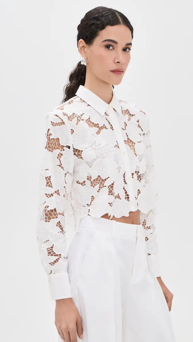 L'Agence Seychelle Cropped Button Down Shirt | Thumbnail 4