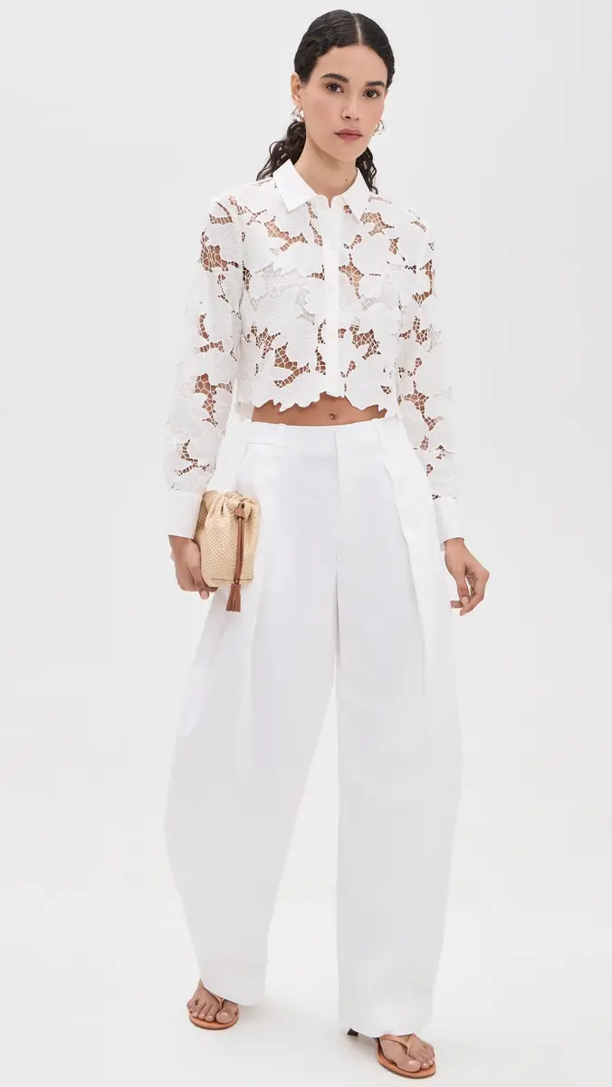 L'Agence Seychelle Cropped Button Down Shirt | Thumbnail 5