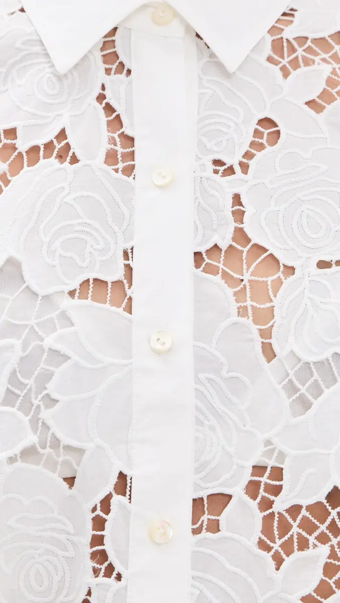 L'Agence Seychelle Cropped Button Down Shirt | Thumbnail 6