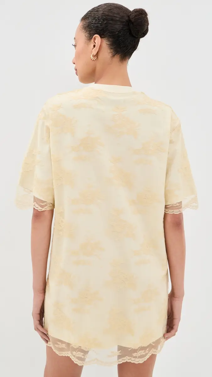 MARQUES ALMEIDA Relaxed Fit T-Shirt with Lace Overlayer Cream | Thumbnail 3