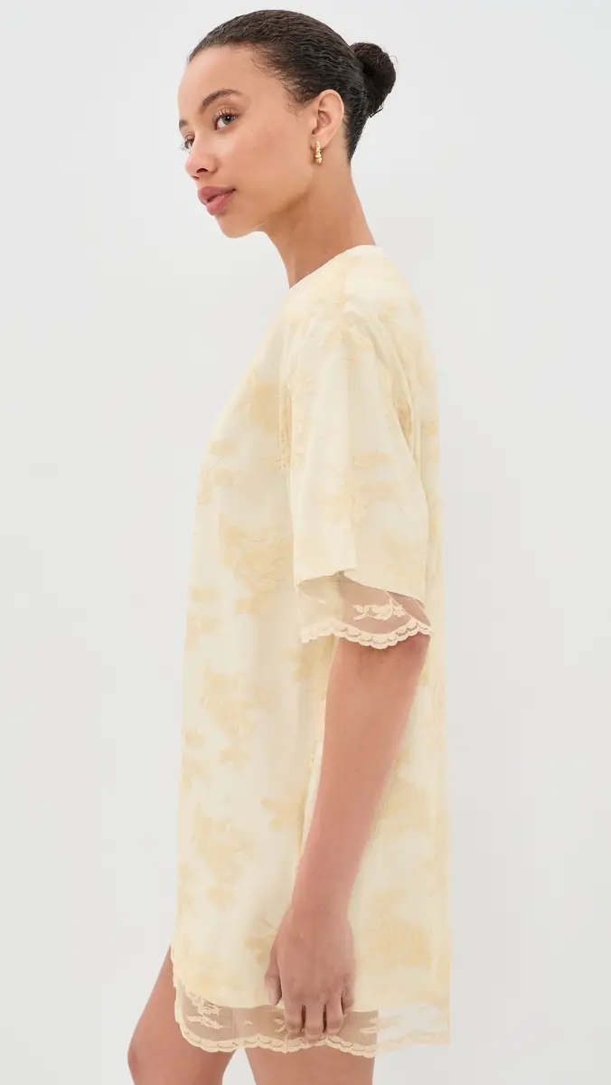 MARQUES ALMEIDA Relaxed Fit T-Shirt with Lace Overlayer Cream | Thumbnail 4