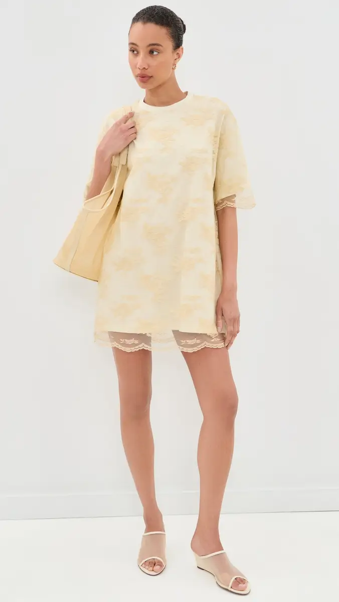 MARQUES ALMEIDA Relaxed Fit T-Shirt with Lace Overlayer Cream | Thumbnail 5