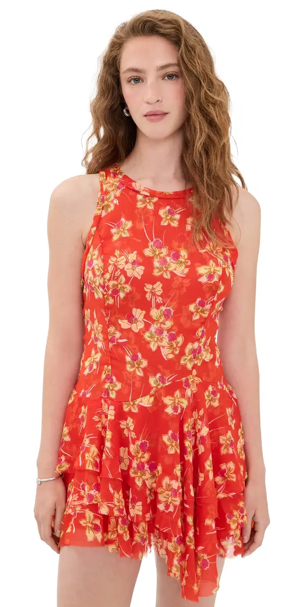 Free People Raven Printed Mini Dress Red Combo | Image 1 Free People Raven Printed Mini Dress Red Combo | Image 1