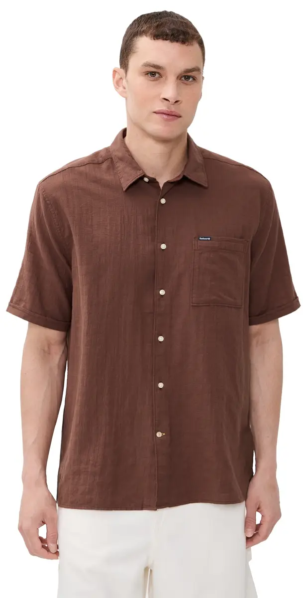 Barbour Kingswood Ripstop ummer Shirt Burnt Pepper | Image 1 Barbour Kingswood Ripstop ummer Shirt Burnt Pepper | Image 1