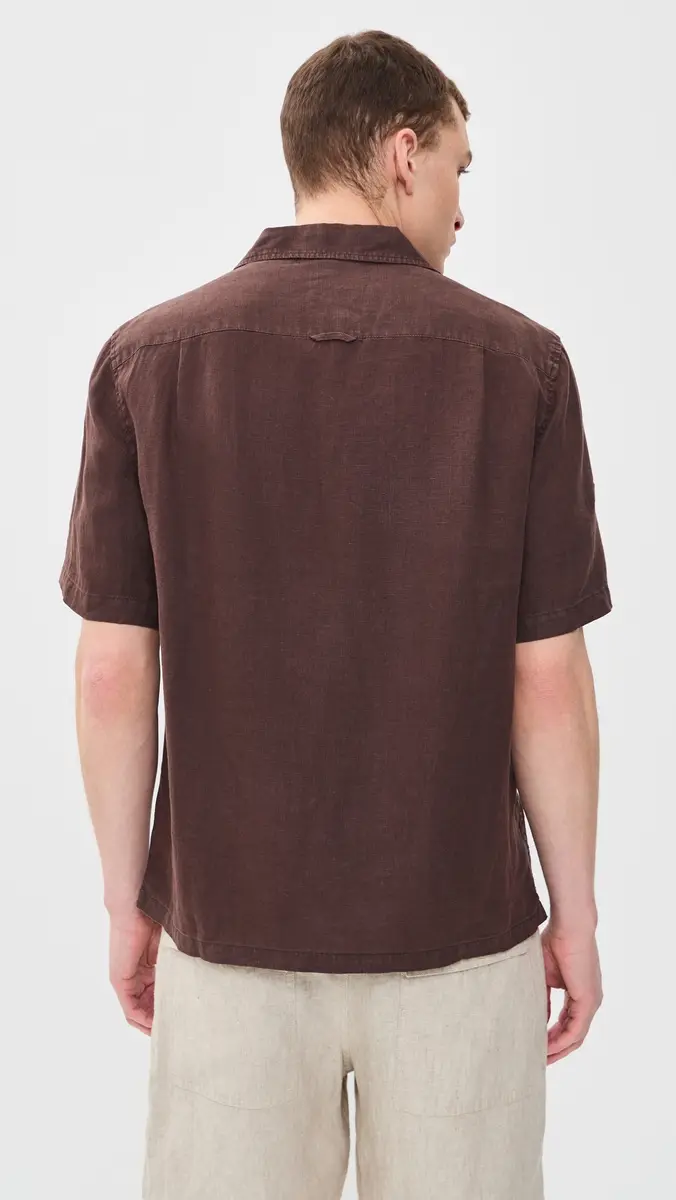 Alex Mill Camp Shirt In Linen Dark Brown | Thumbnail 3