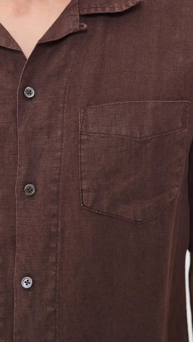 Alex Mill Camp Shirt In Linen Dark Brown | Thumbnail 6
