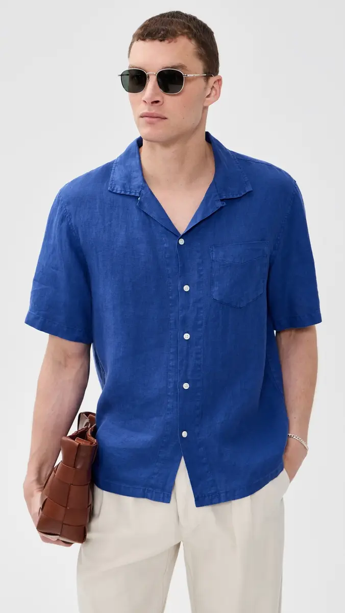 Alex Mill Camp Shirt In Linen Cobalt | Thumbnail 2 Alex Mill Camp Shirt In Linen Cobalt | Thumbnail 2