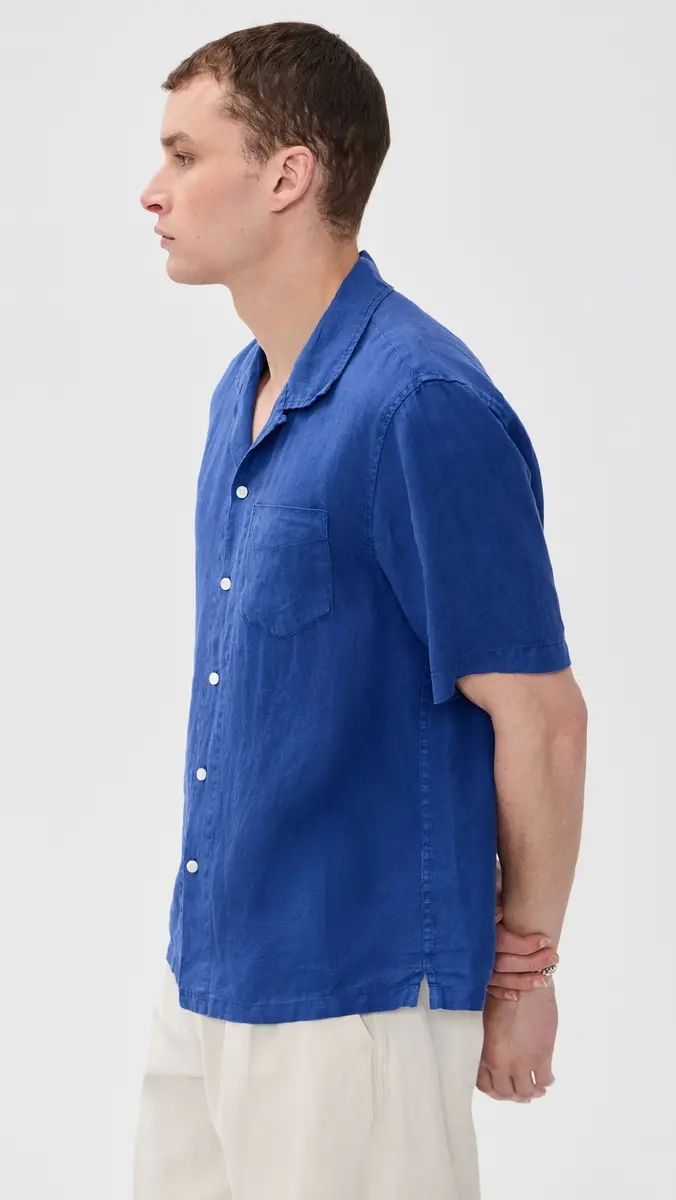 Alex Mill Camp Shirt In Linen Cobalt | Thumbnail 4 Alex Mill Camp Shirt In Linen Cobalt | Thumbnail 4