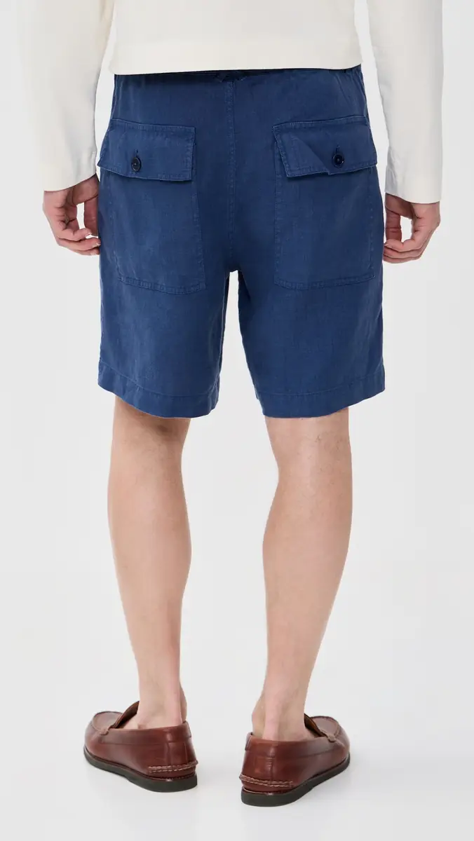 Alex Mill Garment Dyed Pull On Field Shorts In Linen 19 French Navy | Thumbnail 3 Alex Mill Garment Dyed Pull On Field Shorts In Linen 19 French Navy | Thumbnail 3