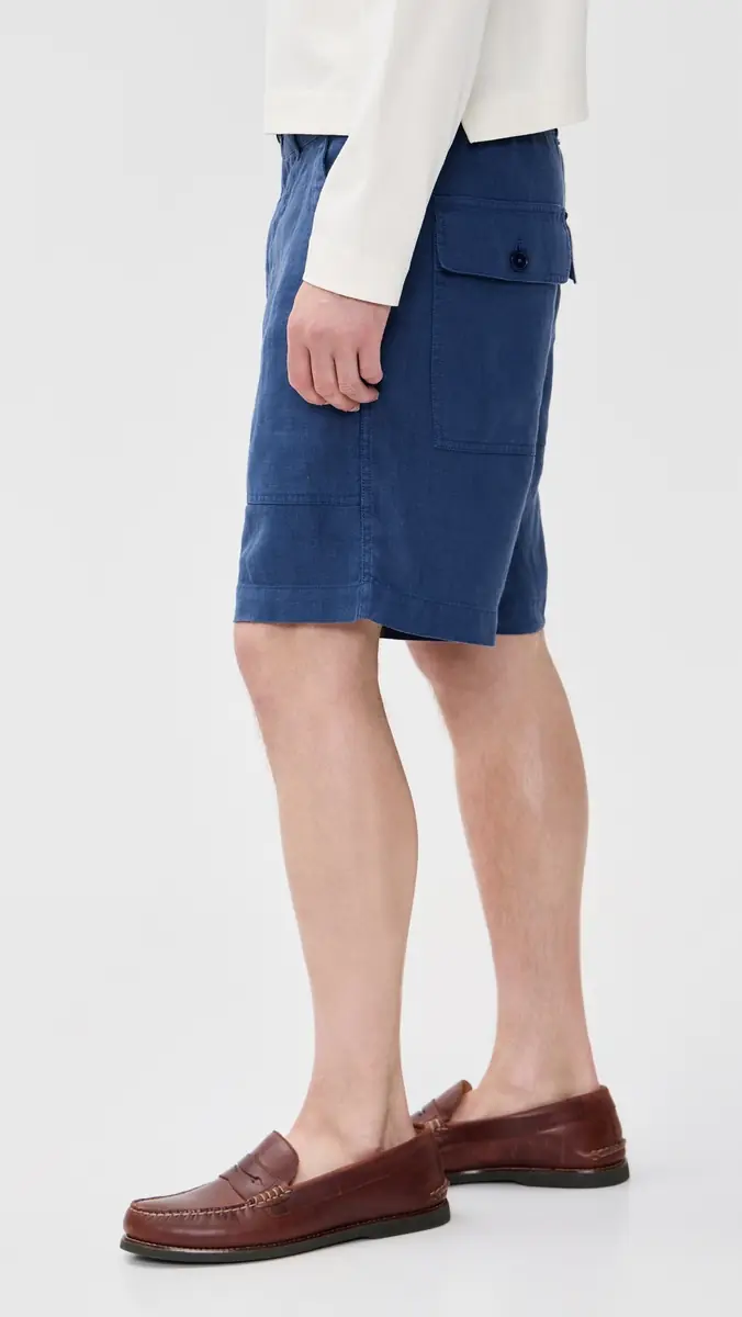 Alex Mill Garment Dyed Pull On Field Shorts In Linen 19 French Navy | Thumbnail 4 Alex Mill Garment Dyed Pull On Field Shorts In Linen 19 French Navy | Thumbnail 4