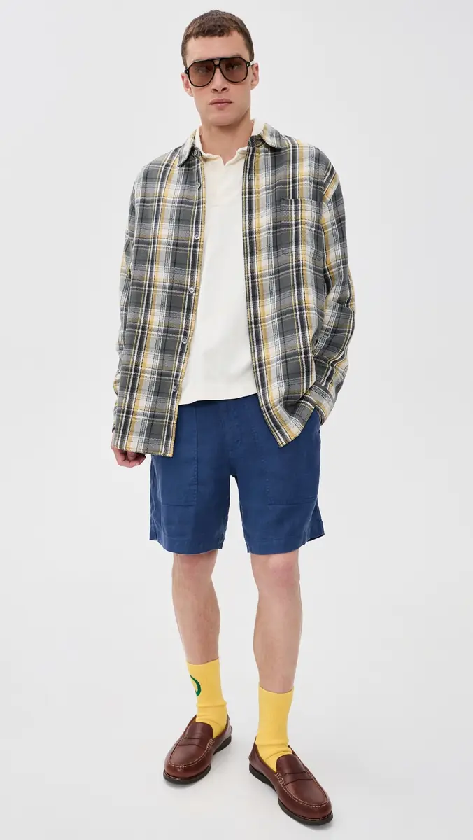 Alex Mill Garment Dyed Pull On Field Shorts In Linen 19 French Navy | Thumbnail 5 Alex Mill Garment Dyed Pull On Field Shorts In Linen 19 French Navy | Thumbnail 5