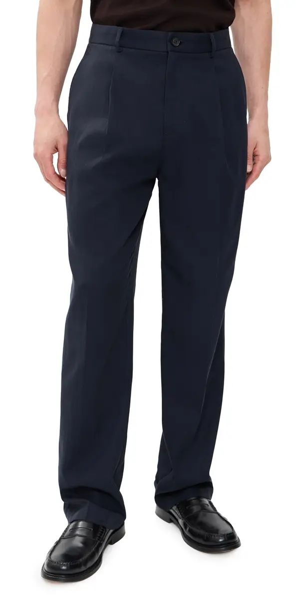 Les Deux Pleated Twill Suit Pants Dark Blue Night | Image 1 Les Deux Pleated Twill Suit Pants Dark Blue Night | Image 1