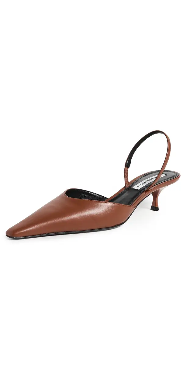 Victoria Beckham 45mm Sloan Halter Back Heels Dark Tan | Image 1 Victoria Beckham 45mm Sloan Halter Back Heels Dark Tan | Image 1