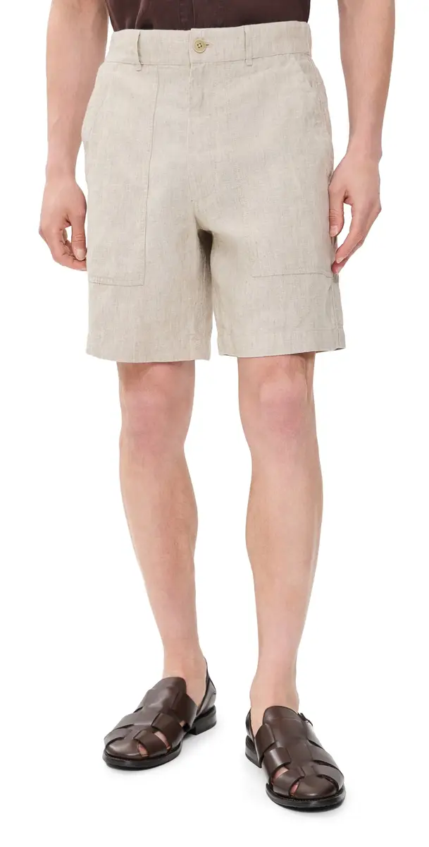 Alex Mill Pull On Field Shorts In Flax Linen 19 Flax | Image 1 Alex Mill Pull On Field Shorts In Flax Linen 19 Flax | Image 1