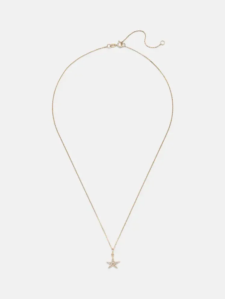 Lucky Starfish 14kt gold pendant necklace with diamonds