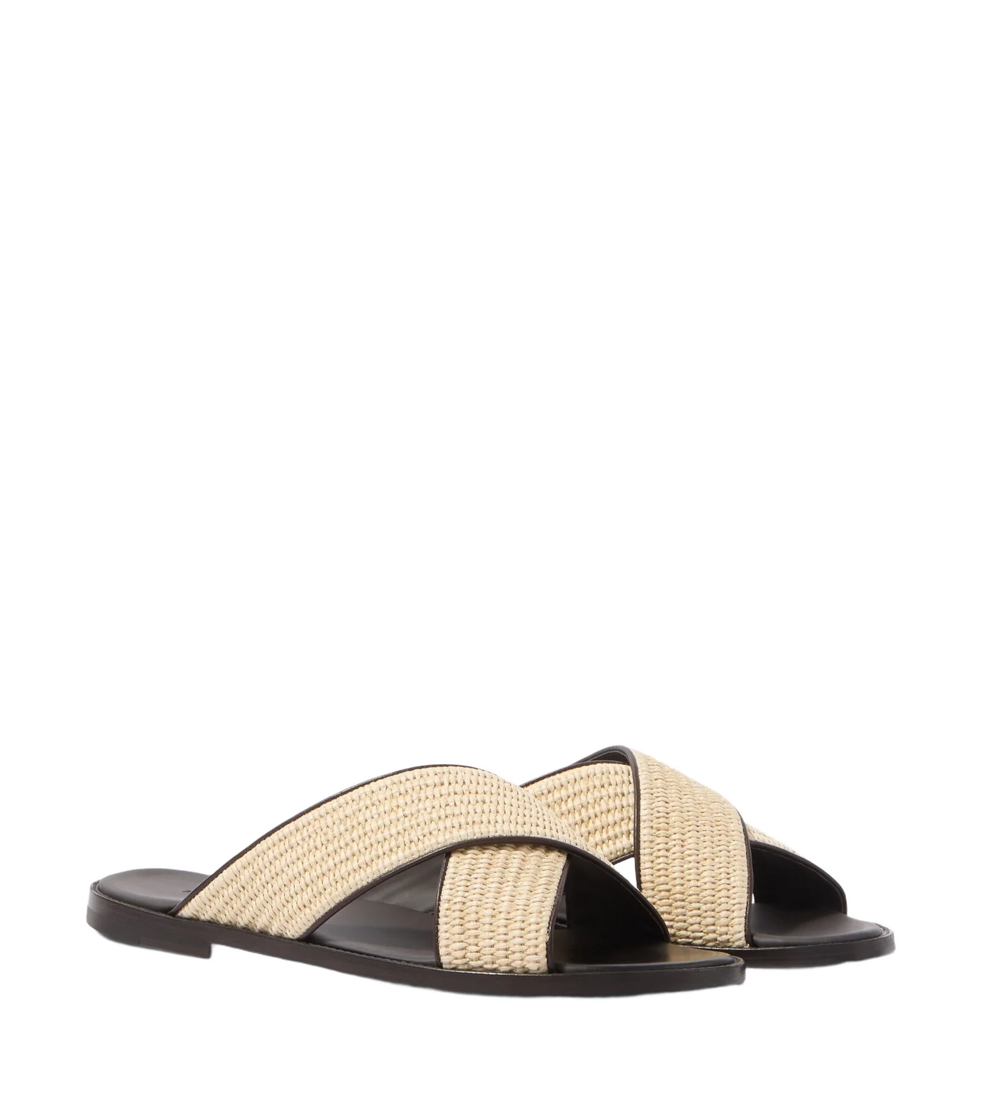 Manolo Blahnik Otawi leather-trimmed raffia sandals
