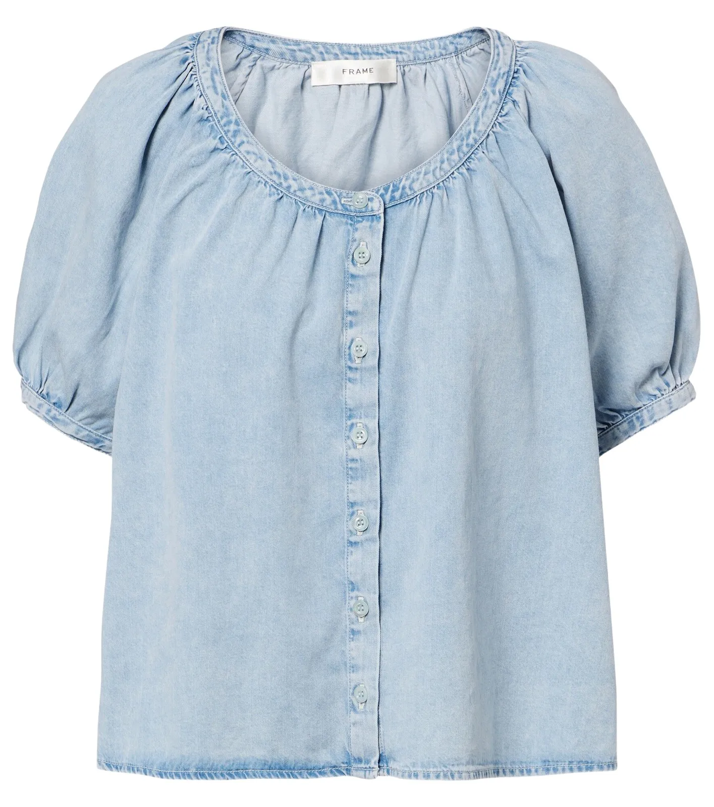 Resort gathered cotton-blend shirt Resort gathered cotton-blend shirt