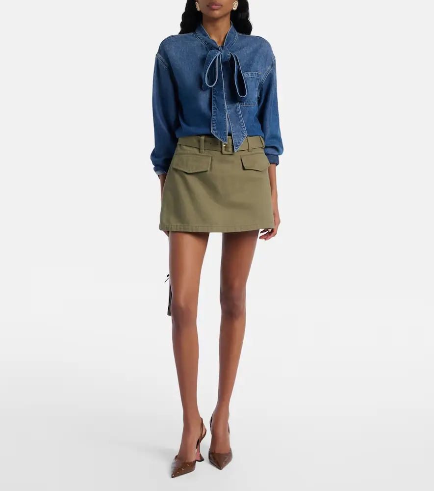 Self-Portrait Belted cotton twill skort | Thumbnail 3