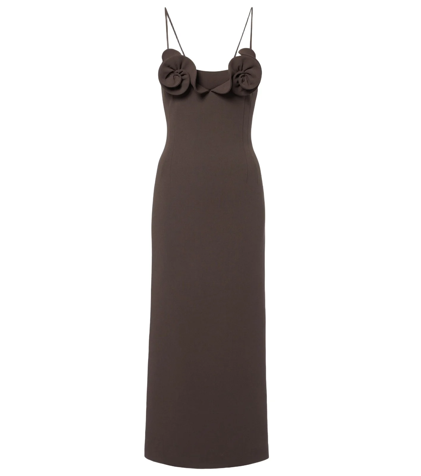 Floral-appliqué wool-blend midi dress Floral-appliqué wool-blend midi dress