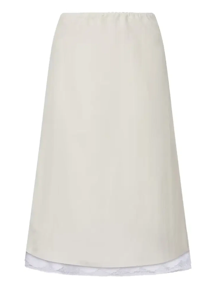 Lace-trimmed silk-blend midi skirt Lace-trimmed silk-blend midi skirt