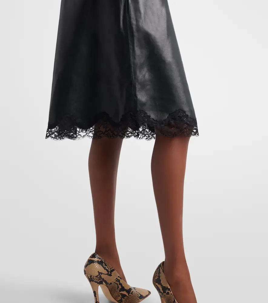 Magda Butrym Lace-trimmed leather midi dress | Thumbnail 3 Magda Butrym Lace-trimmed leather midi dress | Thumbnail 3