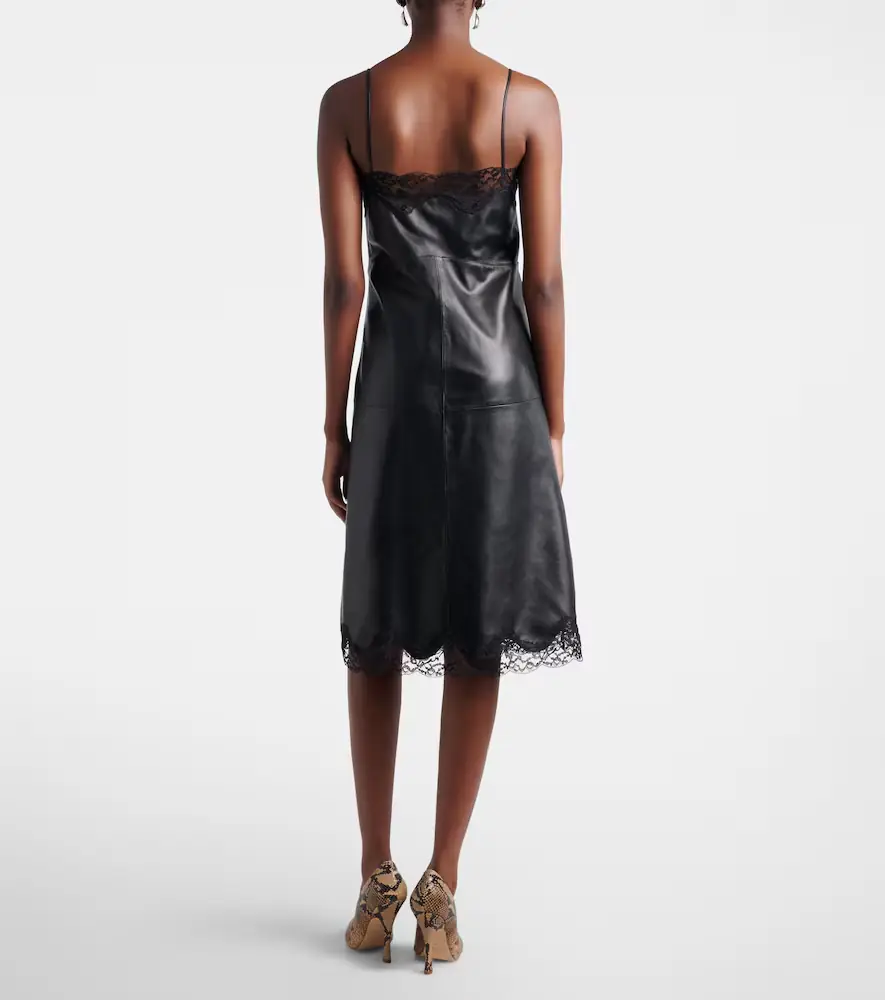 Magda Butrym Lace-trimmed leather midi dress | Thumbnail 4 Magda Butrym Lace-trimmed leather midi dress | Thumbnail 4