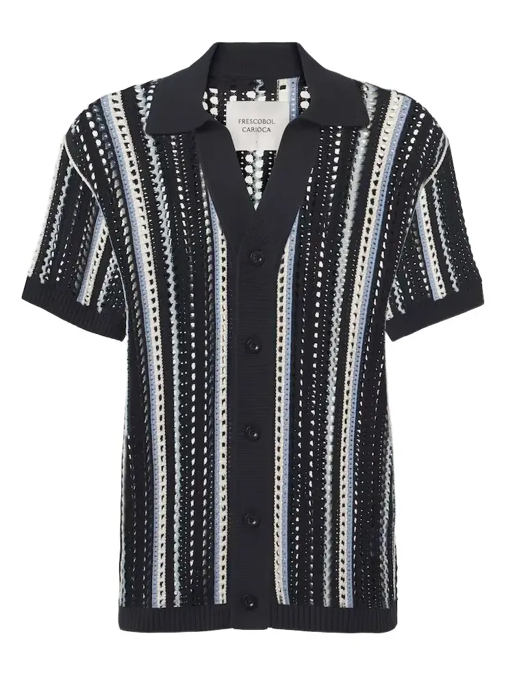 Frescobol Carioca Pinto crochet striped cotton shirt