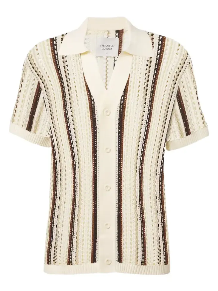 Frescobol Carioca Pinto crochet striped cotton shirt