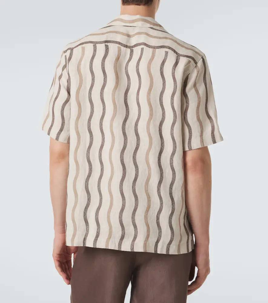 Frescobol Carioca Roberto printed linen bowling shirt | Thumbnail 3